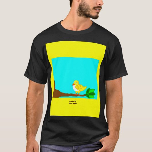 Good Morning Yellow Bird Men's Black Basic T Shirt (Vorderseite)