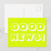 Good News chartreuse weiß moderne, fette Typografi Postkarte (Vorne/Hinten)