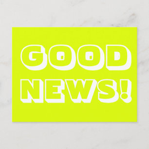 Good News chartreuse weiß moderne, fette Typografi Postkarte