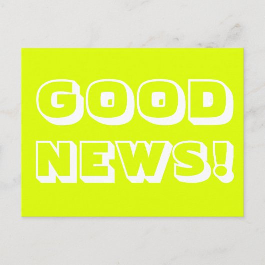Good News chartreuse weiß moderne, fette Typografi Postkarte (Vorderseite)