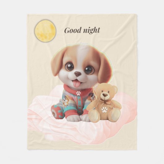 Good Night Cozy Puppy Blanket Fleecedecke (Vorderseite)