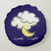 Good Night – Cute Moon and Cloud Kids Rundes Kissen (Rückseite)