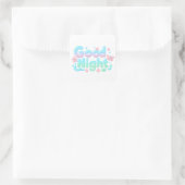 Good Night Glossy Ocean Pastel Text Quadratischer Aufkleber (Tasche)