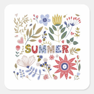 Good School, Hello Summer and Blume Baby T-S Quadratischer Aufkleber