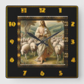 Good Shepherd John 10:7 Friedlich Shepherd Field Quadratische Wanduhr (Vorderseite)
