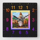 Good Shepherd Square Clock Quadratische Wanduhr (Vorderseite)