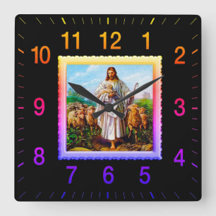 Good Shepherd Square Clock Quadratische Wanduhr