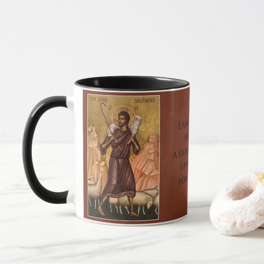Good Shepherder Icon l Orthodox Faith, editierbar Tasse (Mit Donut)