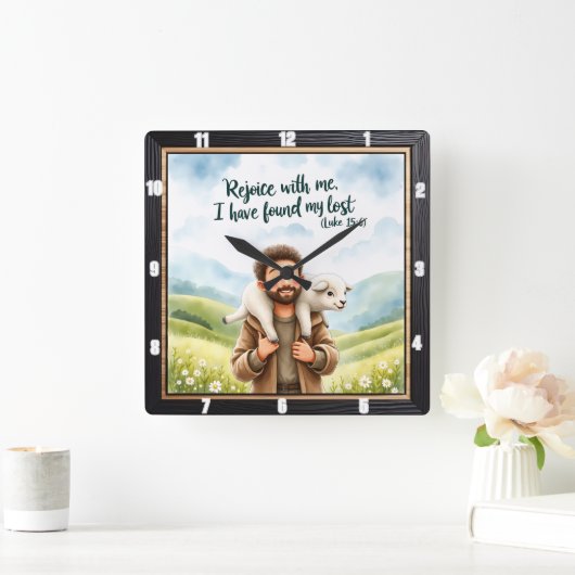 Good Shepherd's Delightful Find Quadratische Wanduhr (Zuhause)