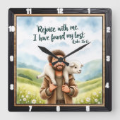 Good Shepherd's Delightful Find Quadratische Wanduhr (Vorderseite)
