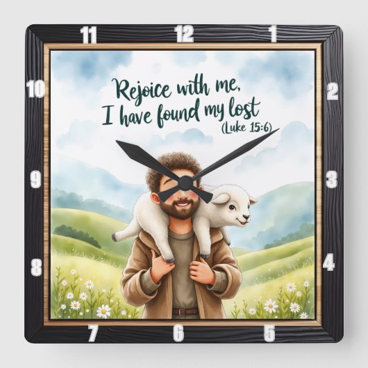 Good Shepherd's Delightful Find Quadratische Wanduhr (Vorderseite)