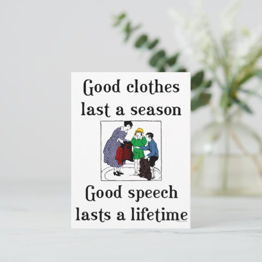 Good Speech School Sprichwort Postkarte (Stehend Vorderseite)