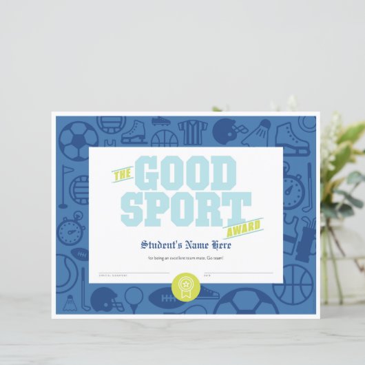 Good Sport Certificate (Stehend Vorderseite)