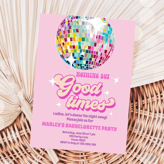 Good Times Disco Party Groovy Junggeselinnen-Absch Einladung