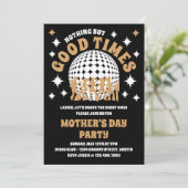 Good Times Groovy Black & Gold Mother Day Party Einladung (Stehend Vorderseite)