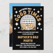 Good Times Groovy Black & Gold Mother Day Party Einladung (Vorne/Hinten)