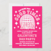 Good Times Groovy Pink Galentine's Day Party Einladung (Vorderseite)