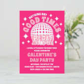 Good Times Groovy Pink Galentine's Day Party Einladung (Stehend Vorderseite)