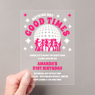 Good Times Groovy Pink Geburtstagsparty Einladung