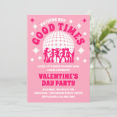 Good Times Groovy Pink Valentine's Day Party Einladung (Stehend Vorderseite)