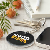 Good Vibes Ästhetik Black Schlüsselanhänger (Vorderseite rechts)