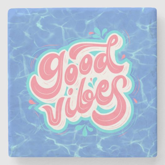 Good Vibes Beach/Pool Steinuntersetzer (Vorderseite)