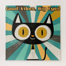 Good Vibes Big Eyes Cat | Niedliche Schwarze Katze