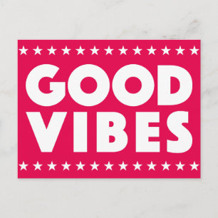 Good Vibes Big White Text Logo Stars Motivational Postkarte