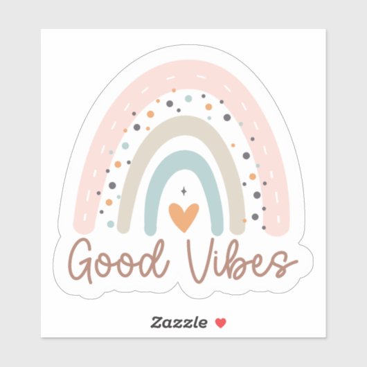 Good Vibes Boho Rainbow Waterproof Aufkleber (Blatt)