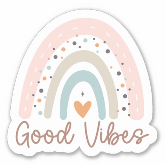 Good Vibes Boho Rainbow Waterproof Aufkleber (Vorderseite)