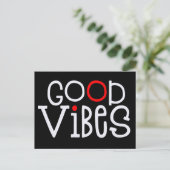 Good Vibes Bold Typografie Positive White Red Postkarte (Stehend Vorderseite)