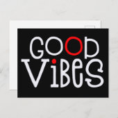Good Vibes Bold Typografie Positive White Red Postkarte (Vorne/Hinten)