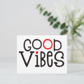 Good Vibes Bold Typografy Positive Red Black Postkarte (Stehend Vorderseite)