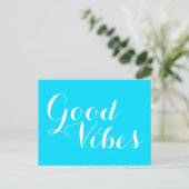 Good Vibes Bright Beautiful Blue Editable Farben Postkarte (Stehend Vorderseite)