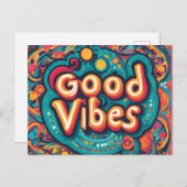 Good Vibes Bright farbenfrohe Hippie Caption Postkarte (Vorne/Hinten)