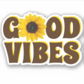 Good Vibes | Bright Sunflower Contour Aufkleber (Vorderseite)