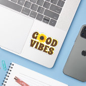 Good Vibes | Bright Sunflower Contour Aufkleber (Laptop mit iPhone)
