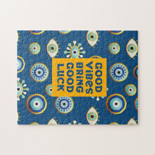 Good Vibes bringt Viel Glück-böse Augen-Puzzle Puzzle (Horizontal)