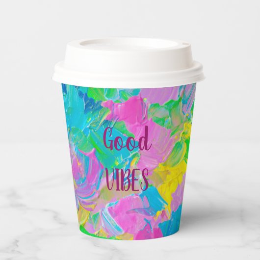 Good Vibes bunt Pappbecher (Vorderseite)