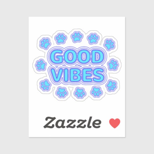 Good Vibes Cartoon Dog Paw Prints Aufkleber (Blatt)
