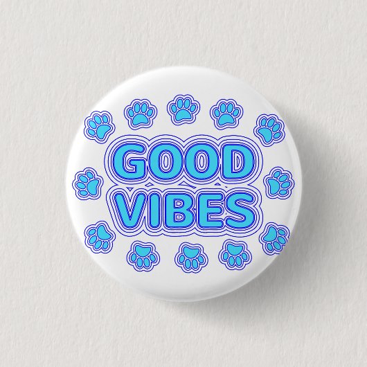 Good Vibes Cartoon Dog Paw Prints Button (Vorderseite)