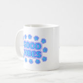Good Vibes Cartoon Dog Paw Prints Kaffeetasse (Vorderseite Links)