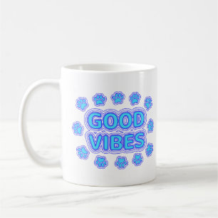 Good Vibes Cartoon Dog Paw Prints Kaffeetasse