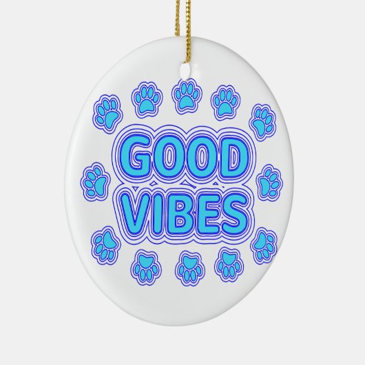 Good Vibes Cartoon Dog Paw Prints Keramik Ornament (Rechts)