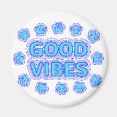 Good Vibes Cartoon Dog Paw Prints Magnet (Vorne)