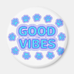 Good Vibes Cartoon Dog Paw Prints Magnet