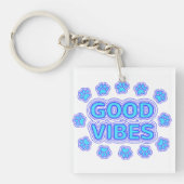Good Vibes Cartoon Dog Paw Prints Schlüsselanhänger (Vorderseite)