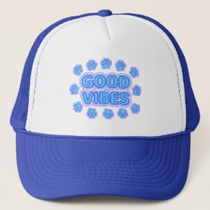 Good Vibes Cartoon Dog Paw Prints Truckerkappe