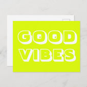 Good Vibes chartreuse grün, modern Postkarte (Vorne/Hinten)