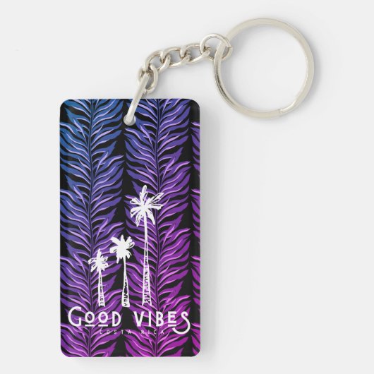 Good Vibes Costa Rica Tropical Palm Tree Schlüsselanhänger (Rückseite)